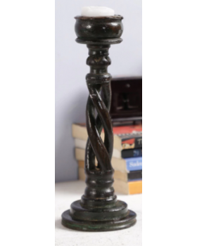 SPIRAL SOLID WOOD CANDLE STAND (BLACK)